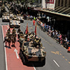 Tanks moving through Adelaide Street, Brisbane.