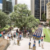 Cadets, families and supporters gather in Anzac Square for the final plaque presentation.