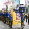 The cadets and Queensland Mounted Infantry Historical Troop Band prepare to step-off from King George Square, Brisbane, 19 December 2015.