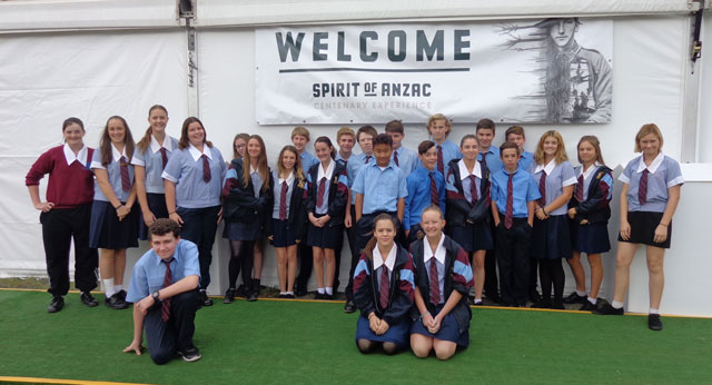 Students from Clifton State High School at the  Spirit of Anzac Centenary Experience in Toowoomba