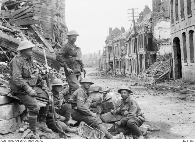 A machine gun position established by the 54th Battalion in Péronne (Australian War Memorial)